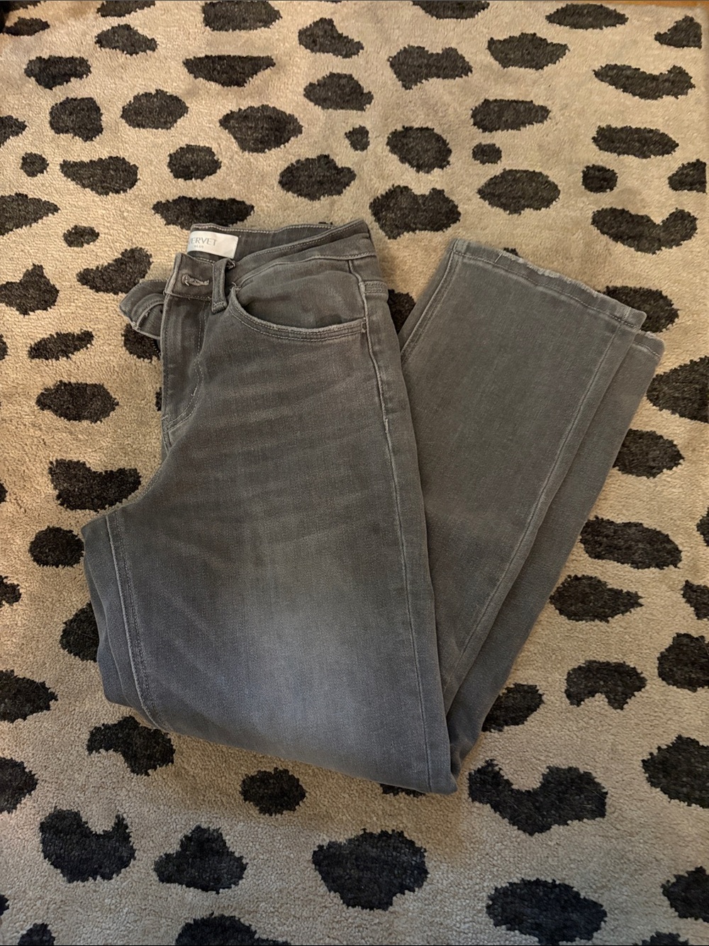 Gray High-Rise Straight Jeans Vervet.